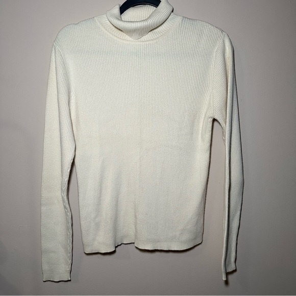GAP 100% Cotton Ribbed Long SleeveTurtleneck Butter Yellow Sweater Size M - Picture 1 of 14